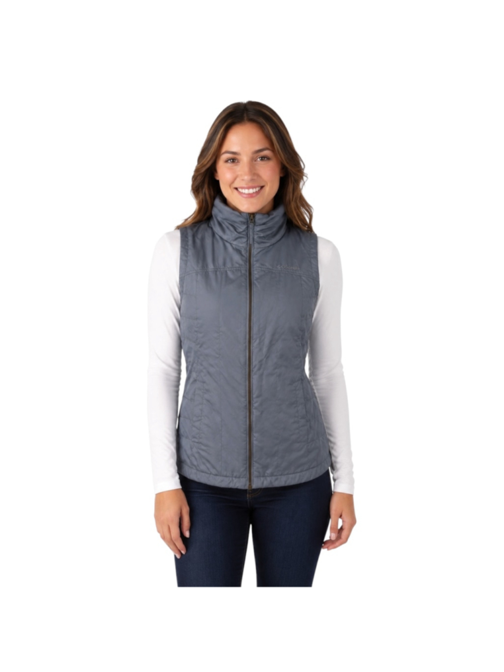 Columbia Women’s Gray Fleece-Lined Full-Zip Outdoor Vest Size Small